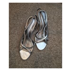 NWOT Neutralizer silver open toe strappy heel sandals sz 8